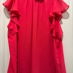1. State Vibrant Pink Ruffle Blouse